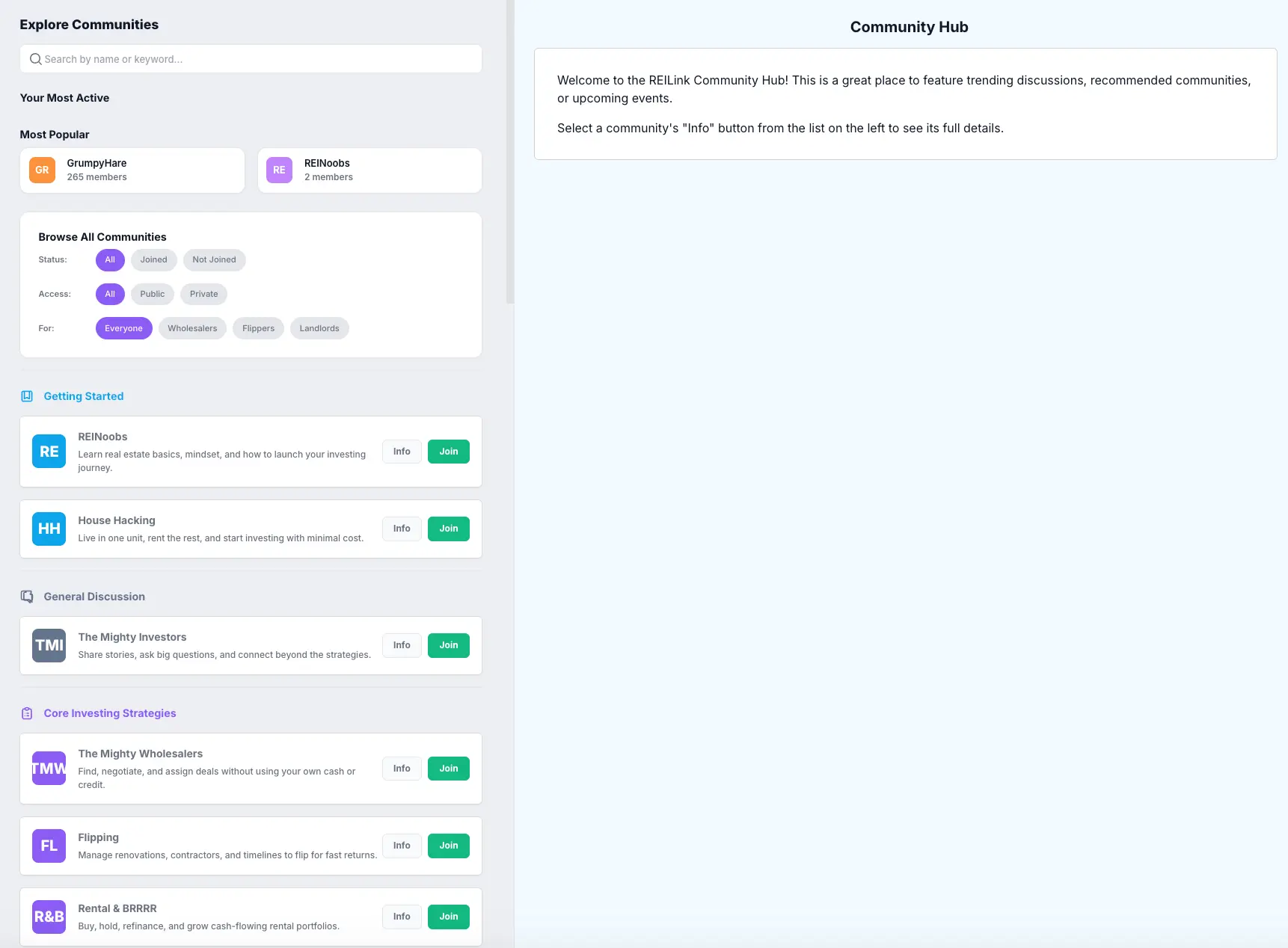REILink Communities Interface